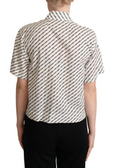 Dolce & Gabbana White Dotted Collared Blouse Shirt - IT42|M - Polos