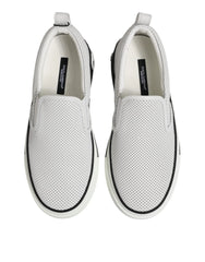 Dolce & Gabbana White Dotted Leather Slip On Men Sneakers Shoes - EU39/US6 - Sneakers