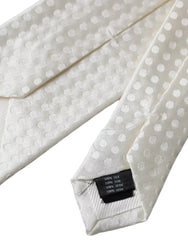 Dolce & Gabbana White Dotted Silk Classic Adjustable Men Tie - Neckties