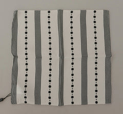 Dolce & Gabbana White Dotted Stripes Square Handkerchief Viscose Scarf - Scarves & Shawls
