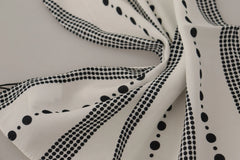 Dolce & Gabbana White Dotted Stripes Square Handkerchief Viscose Scarf - Scarves & Shawls