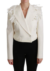 Dolce & Gabbana White Double Breasted Coat Wool Jacket - IT40|S - Sport Jackets