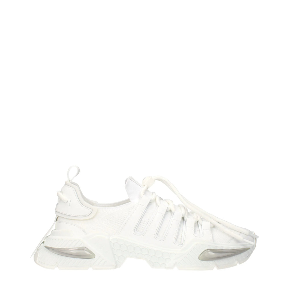 Dolce & Gabbana White Fabric Athletic Sneakers
