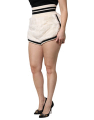 Dolce & Gabbana White Faux Fur High Waisted Hot Pants Short - Shorts