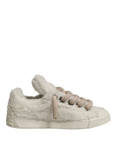 Dolce & Gabbana White Faux Shearling Low Top Sneakers Shoes - EU43/US10