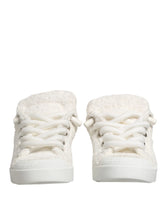 Dolce & Gabbana White Faux Shearling Low Top Sneakers Shoes - EU44/US11