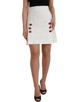 Dolce & Gabbana White Floral Brocade Embellished Mini Skirt - IT42|M - Skirts