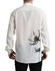 Dolce & Gabbana White Floral Collared Dress Silk Shirt - IT40 | M - Shirts