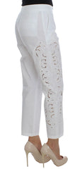 Dolce & Gabbana White Floral Cutout Dress Sicily Pants - Trousers
