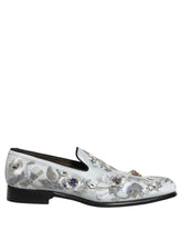 Dolce & Gabbana Mocassins Homme Blanc Fleurs Brodés - EU44/US11