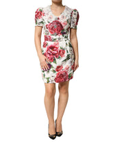 Dolce & Gabbana White Floral Embellished Sheath Mini Dress - IT36|XXS
