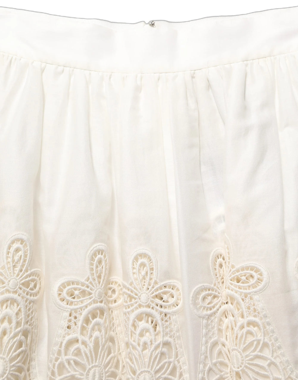 Dolce & Gabbana White Floral Embroidered A-line Mini Skirt - IT44 | L