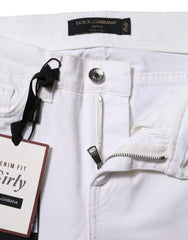 Dolce & Gabbana White Floral Embroidery GIRLY Denim Jeans - IT38 | XS - Jeans