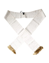 Dolce & Gabbana White Floral Jacquard Skinny Fringes Scarf - Scarves & Shawls