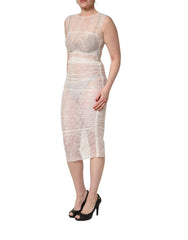 Dolce & Gabbana White Floral Lace Sheer Sleeveless Midi Dress - IT40|S