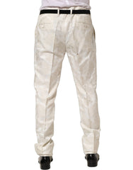 Dolce & Gabbana White Floral Men Dress Formal Trouser Pants - IT56 | XXL