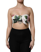 Dolce & Gabbana White Floral Print Cropped Bustier Corset Top - IT42|M - Tank Tops