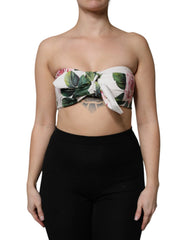 Dolce & Gabbana White Floral Print Cropped Bustier Corset Top - IT42|M - Tank Tops