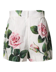 Dolce & Gabbana White Floral Print High Waist Hotpants Short - IT38 | XS