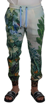 Dolce & Gabbana White Floral Printed Men Jogger Pants - IT48 | M - Joggers
