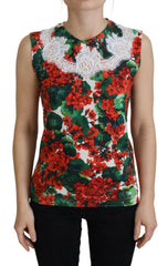 Dolce & Gabbana White Floral Wool Lace Vest Tank Top - Tank Tops
