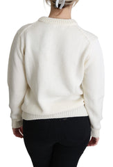 Dolce & Gabbana White Floral Wool Pullover Sunflower Sweater - IT36 | XS - Sweaters