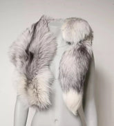 Dolce & Gabbana White Fox Fur Neck Wrap Warmer Winter Scarf - Scarves & Shawls