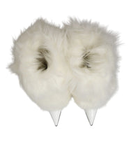 Dolce & Gabbana White Fur Pointed Knee High Stiletto Boots Shoes - EU38/US7.5