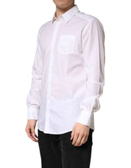 Dolce & Gabbana White GOLD Cotton Collared Formal Dress Shirt - IT41 | L