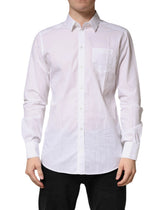 Dolce & Gabbana White GOLD Cotton Collared Formal Dress Shirt - IT41 | L