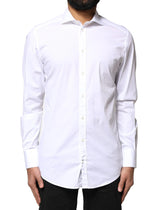 Dolce & Gabbana White GOLD Cotton Long Sleeves Dress Shirt - IT39 | S - Shirts