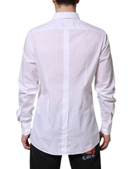 Dolce & Gabbana White GOLD Cotton Long Sleeves Formal Shirt - IT42 | XL