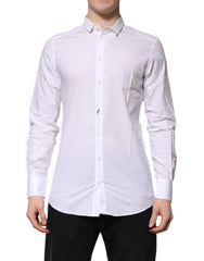 Dolce & Gabbana White GOLD Cotton Long Sleeves Men Formal Shirt - IT41 | L - Shirts