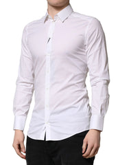 Dolce & Gabbana White GOLD Cotton Men Dress Formal Shirt - Shirts