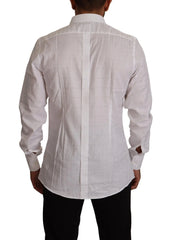 Dolce & Gabbana White GOLD Cotton Slim Fit Dress Formal Shirt - Shirts