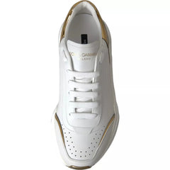 Dolce & Gabbana White Gold DAYMASTER Leather Sneakers Men Shoes - Sneakers