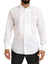 Dolce & Gabbana White GOLD Formal Cotton Tuxedo Dress Shirt - IT38 | XS - Shirts