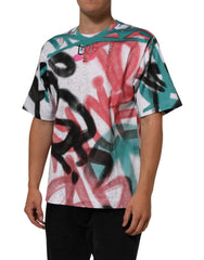 Dolce & Gabbana White Graffiti Crew Neck Short Sleeves T-shirt - T-Shirts