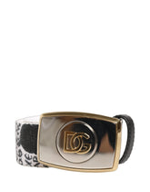 Dolce & Gabbana White Graffiti Print Gold Metal Buckle Belt - 90 cm / 36 Inches