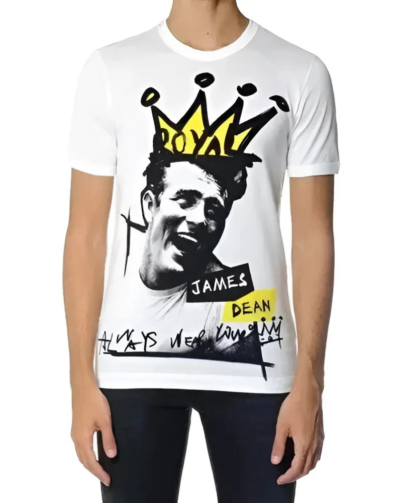 Dolce & Gabbana White Graphic Cotton Short Sleeves Men T-shirt - IT44 | XS - T-Shirts