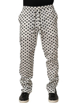 Dolce & Gabbana White Graphic Heart Print Men Trousers Pants - IT48 | M