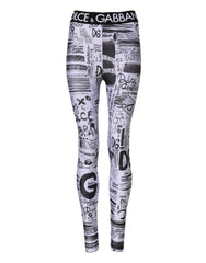 Dolce & Gabbana White Graphic HighWaist Skinny Leggings Pants - IT38 | XS - Leggings
