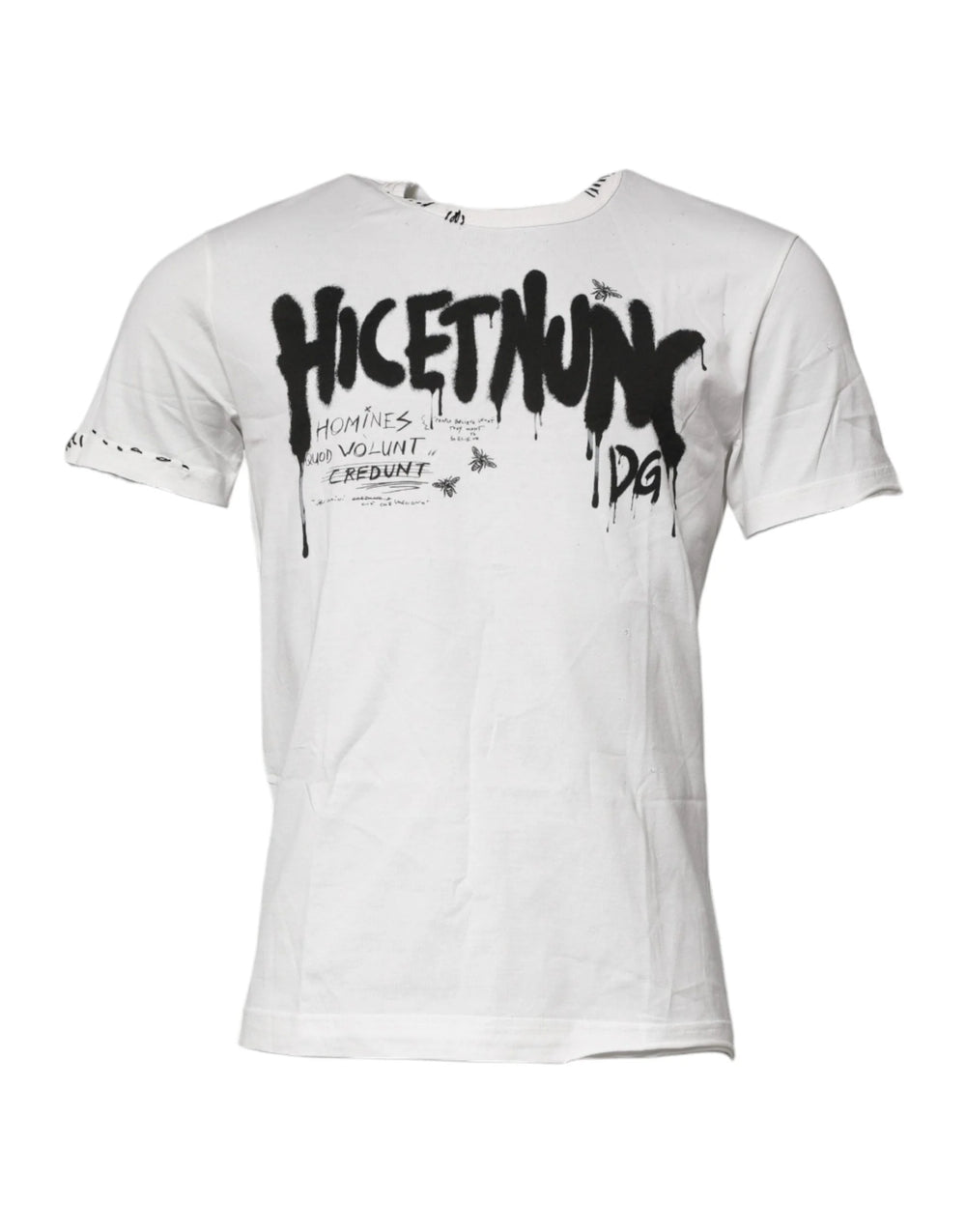 Dolce & Gabbana White Graphic Print Cotton Crew Neck T-shirt - IT46 | S - T-Shirts