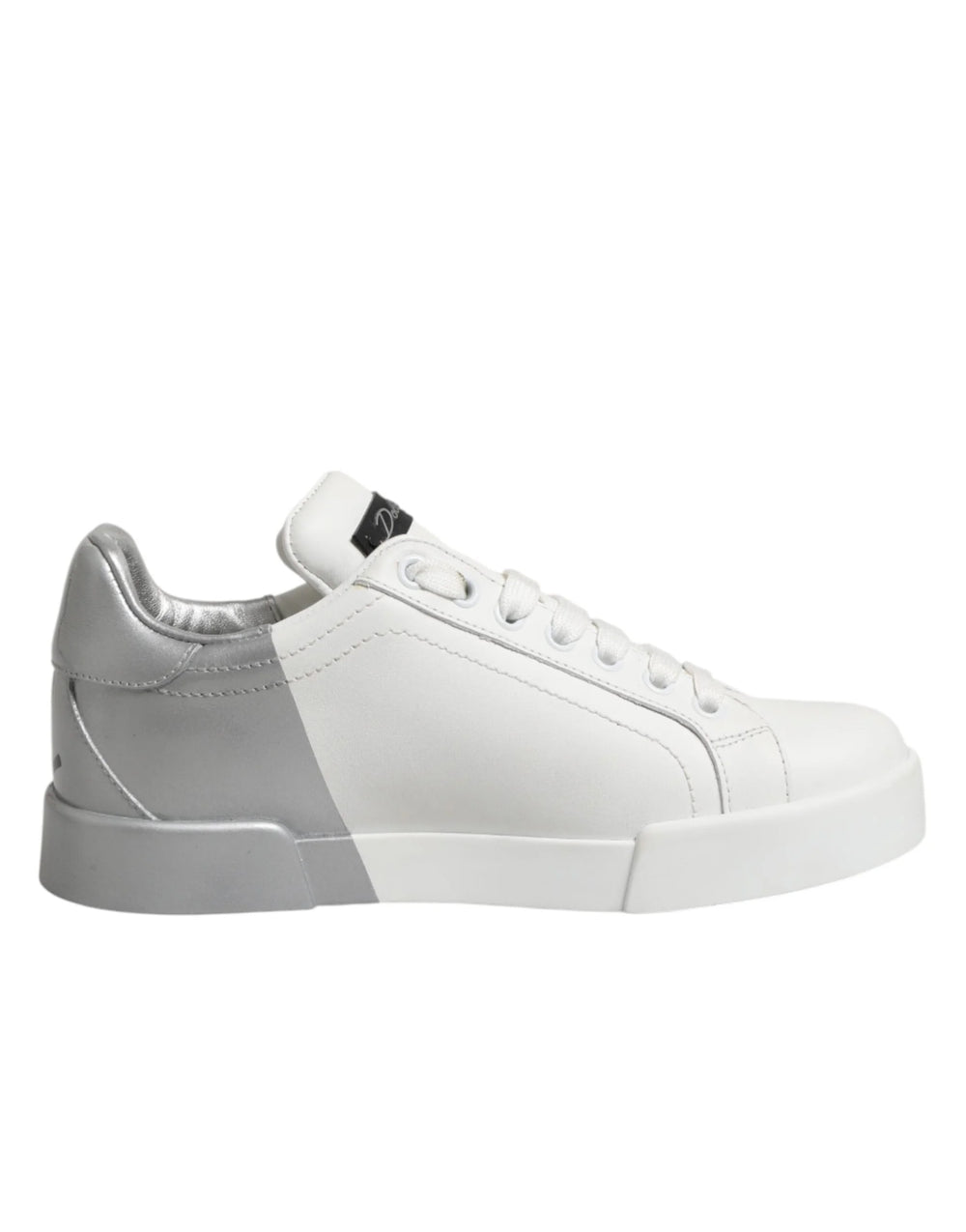 Dolce & Gabbana White Gray Low Top Leather Sneaker Shoes - EU35.5/US5