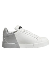 Dolce & Gabbana White Gray Low Top Leather Sneaker Shoes - EU35.5/US5
