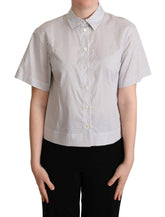 Dolce & Gabbana White Gray Polka Dots Collared Button Shirt - Shirts