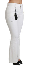 Dolce & Gabbana White Heart Flared Stretch Cotton Pants - Jeans