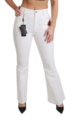 Dolce & Gabbana White Heart Flared Stretch Cotton Pants - Jeans