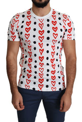 Dolce & Gabbana White Hearts Print Cotton Men Top T-shirt - IT48 | M - T-Shirts