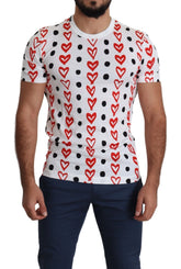Dolce & Gabbana White Hearts Print Cotton Men Top T-shirt - IT48 | M - T-Shirts